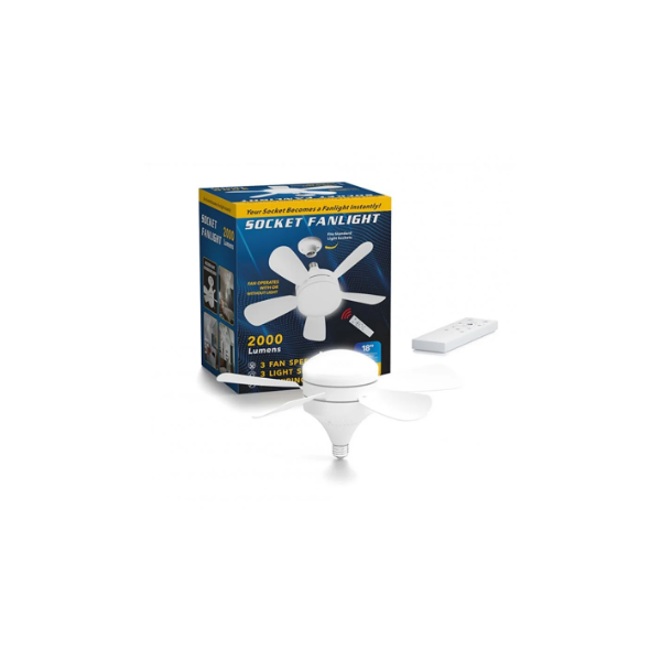 SOCKET FAN LIGHT WITH REMOTE, E27 BASE SCREW CEILING FAN WITH LIGHT (NEW)