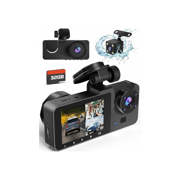 3 CHANNEL DASH CAM,4K+1080P DASH CAM FRONT AND REAR INSIDE TRIPLE CAR CAMERA DASH CAMERA FOR CARS -N