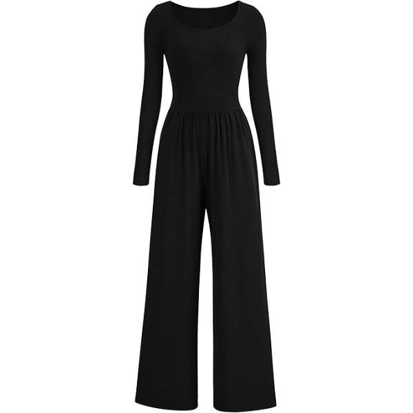 OQQ JUMPSUITS FOR WOMEN DRESSY CASUAL LONG SLEEVE WIDE LEG PANTS ROMPERS ONE PIECE OUTFITS. (LARGE)
