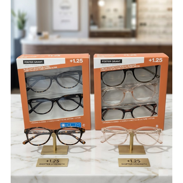 Foster Grant +1.25 Blue Light Reading Glasses