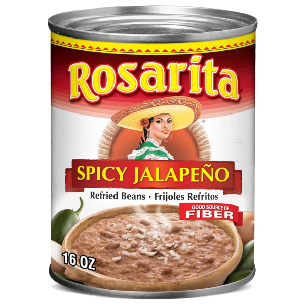 ROSARITA FRIJOLES REFRITOS JALAPEÑOS PICANTES, 16 ONZAS (PAQUETE DE 6)