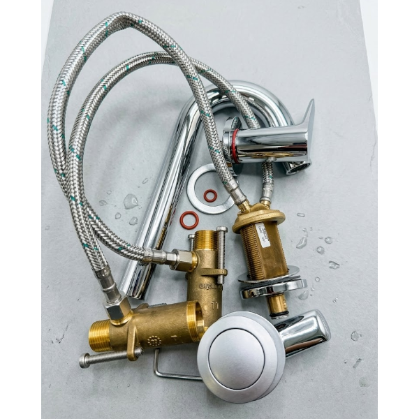 Deck-mounted tub filler faucet
