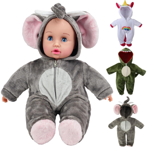 SOFT BABY DOLL WITH 3 SETS 14-16 INCH BABY DOLL CLOTHES