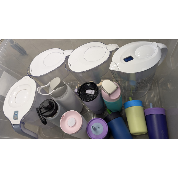 BRITA, KIRKLAND SIGNATURE PICTHER, THERMOFLASK, OWALA, REDUCE BOTTLES BUNDLE -SU