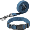 Image 1 : BLUE DOG COLLAR AND LEASH SET, BREATHABLE FIBER ADJUSTABLE COLLAR. 4 FT DOG LEASH FOR SMALL DOGS