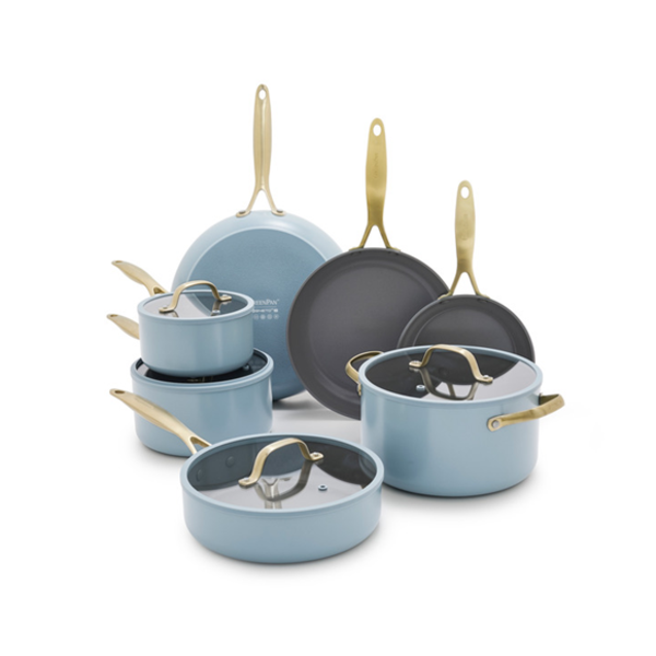 GREENPAN 11-PIECE JEWEL CERAMIC NON-STICK COOKWARE SET