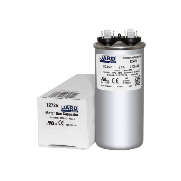 50 UF X 370 VAC ROUND RUN CAPACITOR BY # 12725