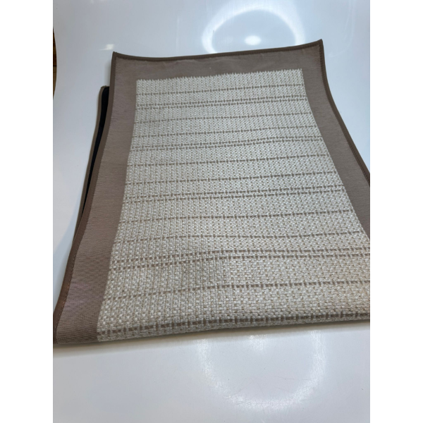 GREY BORDER WOVEN POLYPROPYLENE 52" X 24" INDOOR KITCHEN RUG (USED)