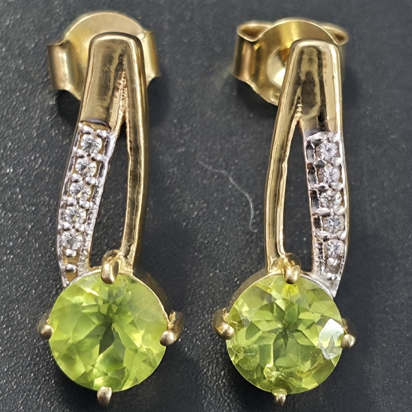 GOLD PLATED SIL PERIDOT CZ(1.45CT) EARRINGS