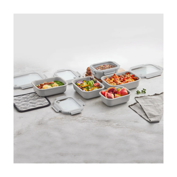 SAFDIE CERAMIC FOOD STORAGE SET, 10-PIECE (SLIGHTLY USED, OPEN BOX)