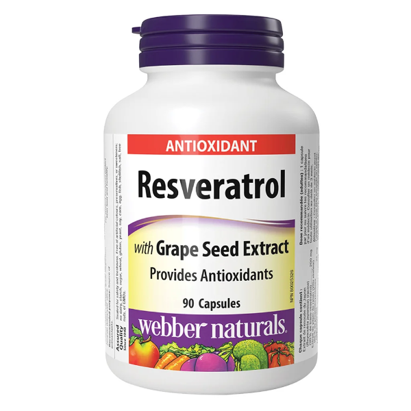 WEBBER NATURALS RESVERATROL WITH GRAPE SEED EXTRACT 200/25 MG 90 CAPSULES -N, E: 2029