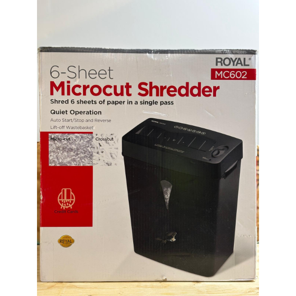 ROYAL 6-SHEET MICROCUT SHREDDER WITH LIFT-OFF BASKET (BLACK) (SLIGHTLY USED)