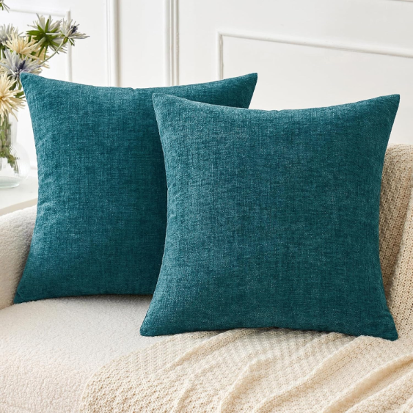 MIULEE PACK OF 2 DARK TEAL THROW PILLOW COVERS 20X20 INCH