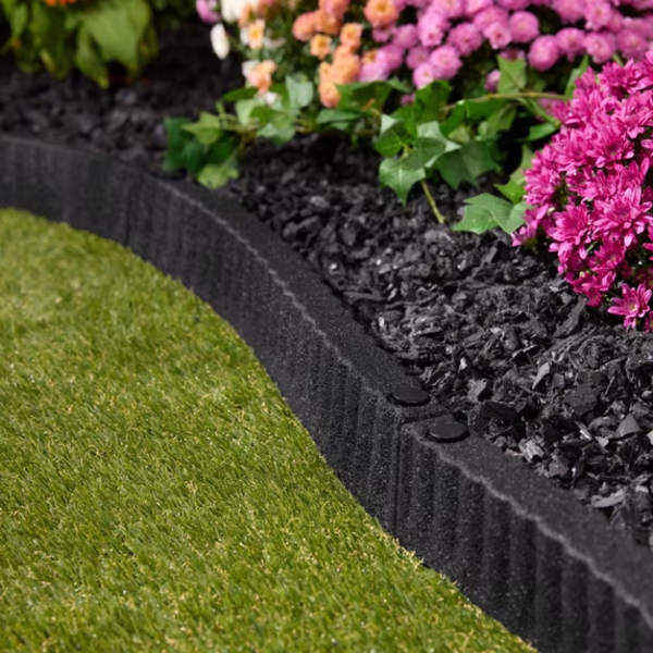 EXPERT GARDENER 2' X 3" BLACK RECYCLED RUBBER GARDEN BORDER LANDSCAPE EDGING -SUMP