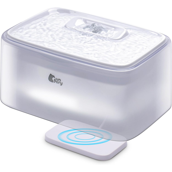 SUNSERY CAT WATER FOUNTAIN WITH WIRELESS PUMP, 2.5L/84OZ INDOOR ULTRA-QUIET PET WATER DISPENSER,