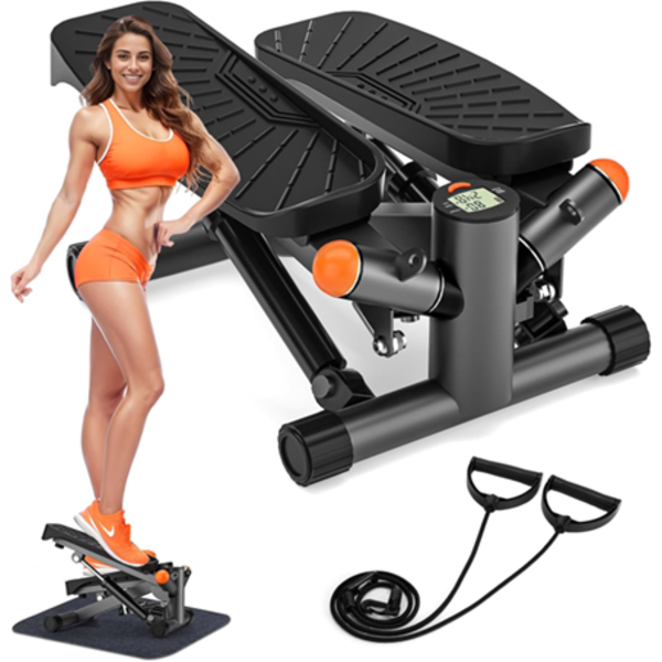 STEPPERS FOR EXERCISE AT HOME, ADJUSTABLE HEIGHT MINI STAIR STEPPER WITH RESISTANCE BANDS
