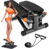 Image 1 : STEPPERS FOR EXERCISE AT HOME, ADJUSTABLE HEIGHT MINI STAIR STEPPER WITH RESISTANCE BANDS