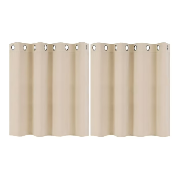UNIQUE BARGAINS BLACKOUT WINDOW CURTAINS KITCHEN PANELS SET OF 2 BEIGE 52" X 36"