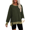 Image 1 : BTFBM WOMEN'S OVERSIZED SWEATSHIRTS CASUAL LONG SLEEVE CREWNECK SIDE SLIT KNIT TOPS 2024 FALL LOOSE