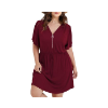 Image 1 : WOMENS PLUS SIZE DRESS ZIPPER V NECK SOLID FLUTTER SHORT SLEEVE "PINK" "XXL"