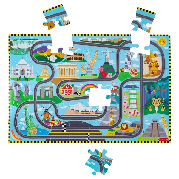 MELISSA & DOUG RACE FLOOR TRACKS PUZZLE -MP