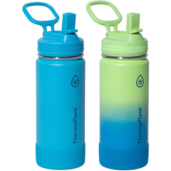 THERMOFLASK 16 OZ KIDS BOTTLE WITH STRAW LID - DURABLE & DISHWASHER-SAFE - LEAKPROOF DESIGN -U