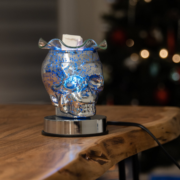 TOUCH SENSOR WAX WARMER - BLUE SKULL + HANDMADE SOY WAX