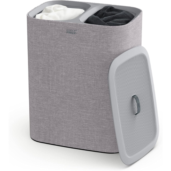 JOSEPH JOSEPH TOTA 90-LITRE LAUNDRY HAMPER SEPARATION BASKET WITH LID - GREY (SLIGHTLY USED)