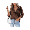 Image 1 : HOTOUCH WOMEN SATIN SILK BUTTON DOWN SHIRT LADIES LONG SLEEVE (XL)