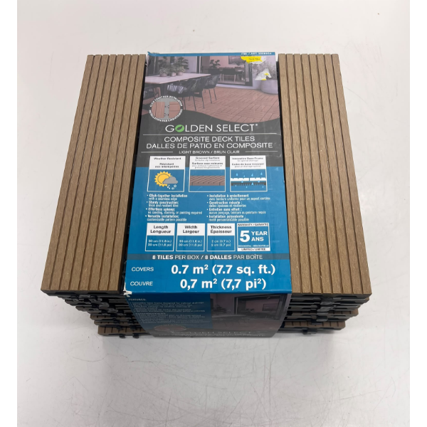 GOLDEN SELECT COMPOSITE DECK TILE, LIGHT BROWN, 8 COUNT -N