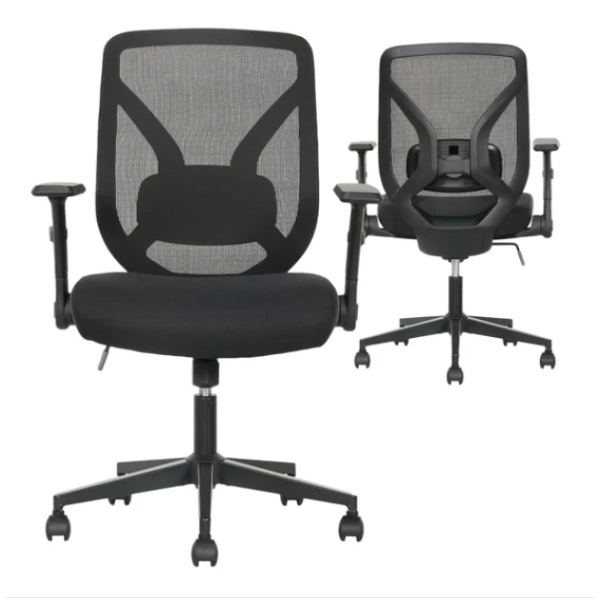 True Innovations Black Mesh Chair with Flip Back Arms - SU