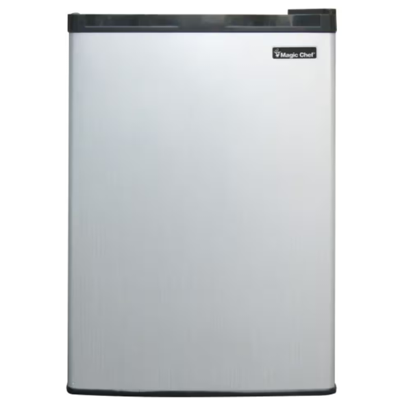 MAGIC CHEF 2.6 CU. FT. MINI FRIDGE IN STAINLESS LOOK, ENERGY STAR (REFURBISHED)