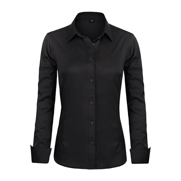 J.VER WOMENS DRESS SHIRTS LONG SLEEVE BUTTON DOWN SHIRTS WRINKLE-FREE SOLID WORK BLOUSE