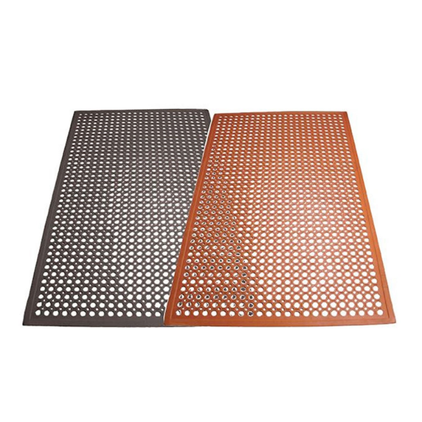 RED ROLLED GREASE RESISTANT ANTI-FATIGUE RUBBER FLOOR MAT WITH STRAIGHT EDGES (NEW)