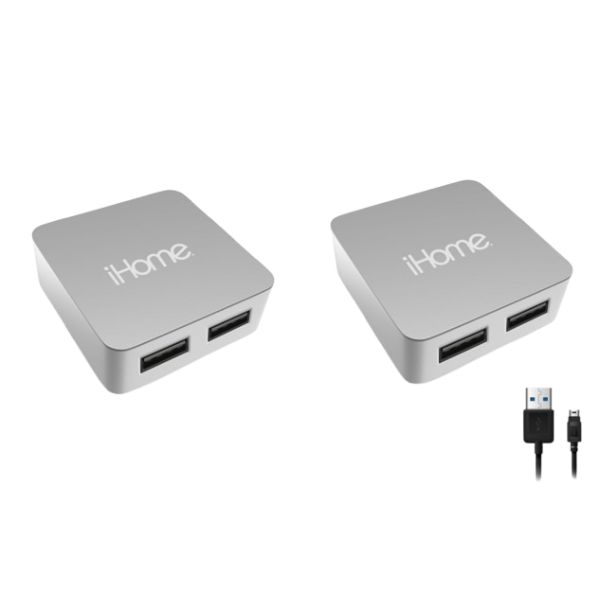 2 PCS IHOME USB HUB - COMPACT AND PORTABLE HUB WITH 4 USB PORTS - EFFICIENT SPLITTER FOR LAPTOP