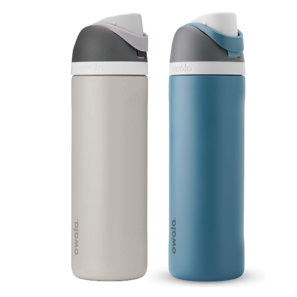 OWALA FREESIP INSULATED STAINLESS STEEL WATER BOTTLE WITH STRAW FOR SPORTS AND TRAVEL (USED, NO BOX)