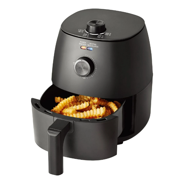 MAINSTAYS 2.2 QUART COMPACT AIR FRYER, NON-STICK, DISHWASHER SAFE, 1150W, BLACK 