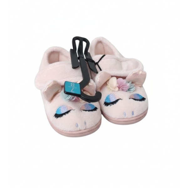 RAINBOW FLUFFY UNICORN CUPSOLE SLIPPERS (2 PAIRS)