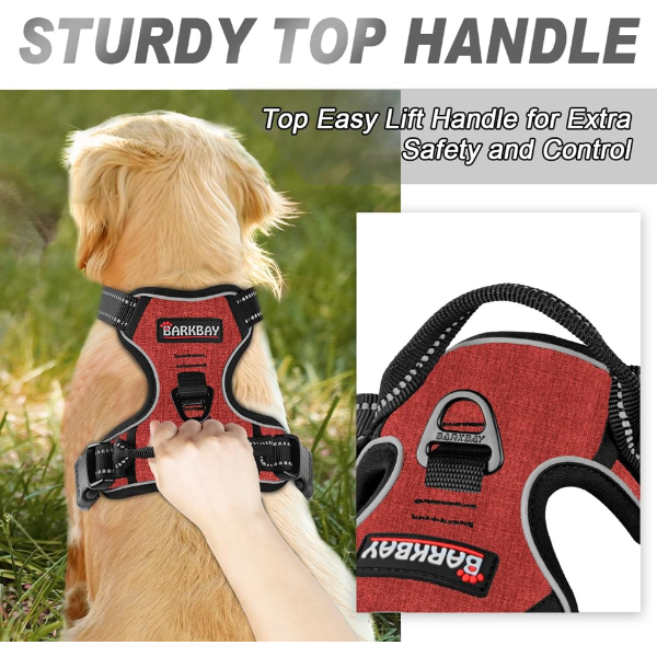 BARKBAY NO PULL DOG HARNESS FRONT CLIP HEAVY DUTY REFLECTIVE EASY CONTROL HANDLE FOR LARGE DOG