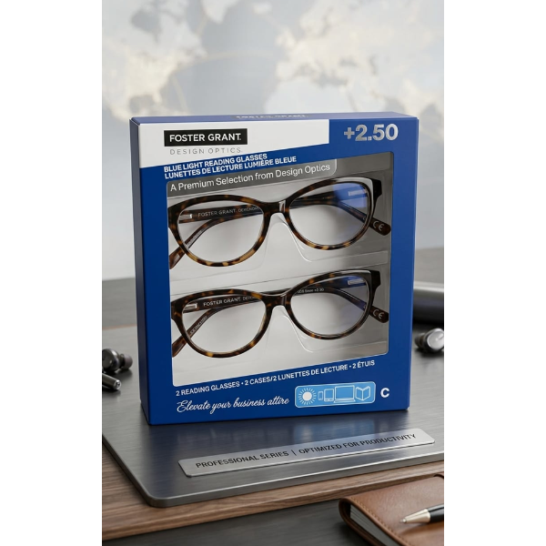 Foster Grant +2.50 Blue Light Reading Glasses