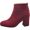 Image 1 : WOMEN BLOCK HEEL ANKLE BOOTS, SIMPLE OFFICE BOOTIES ROUND TOE ZIP HIGH HEEL BOOTIES SOLID (SIZE-10)