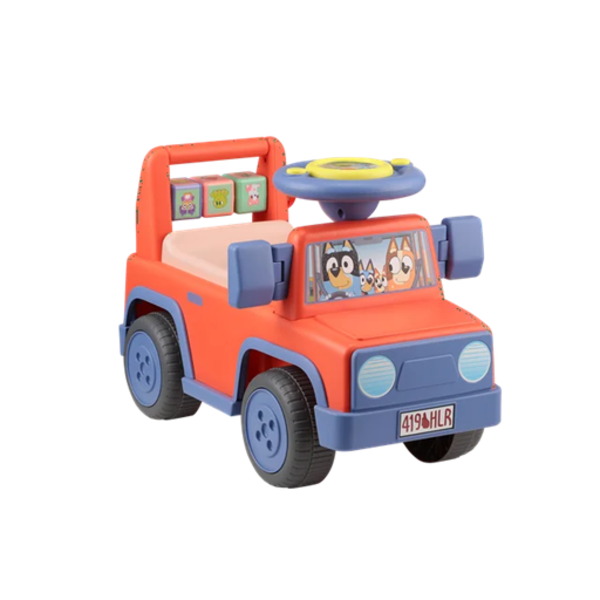 Bluey Licensed Interactive Ride-On Push Car for Boys and Girls, Foot-to-Floor