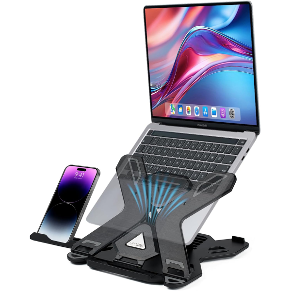 ADJUSTABLE LAPTOP STAND FOR DESK, LAPTOP RISER FOR MACBOOK PRO AND AIR