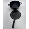 Image 2 : TRAMONTINA CAST IRON DEEP KADAI AND FLAT TAWA COOKWARE SET, 3-PIECES -N
