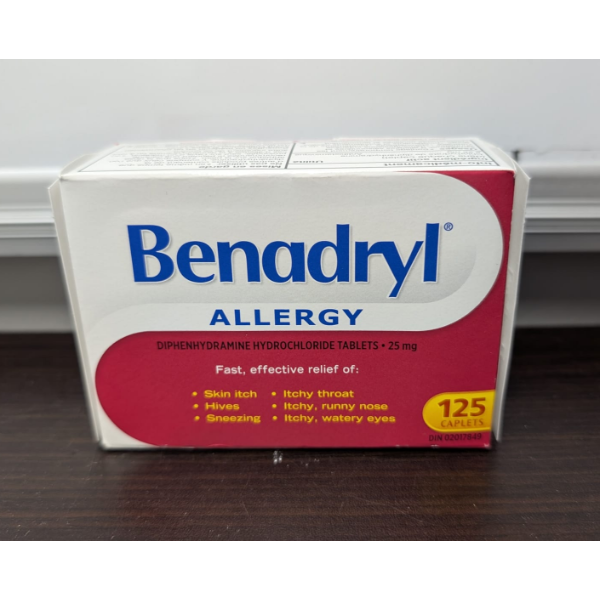 BENADRYL ALLERGY MEDICINE, 25MG 125 CAPLETS