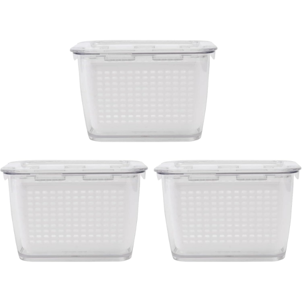 3PCS BOXES REFRIGERATOR CRISPER FOOD DRAINAGE CONTAINER