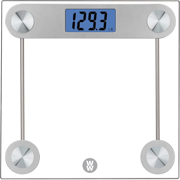 CONAIR WW26NC DIGITAL GLASS BATHROOM SCALE WITH BLUE BACKLIGHT LCD DISPLAY (NEW, NO BOX)