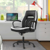Image 1 : QUILTED TASK CHAIR, BLACK WITH WHITE TRIM -SU