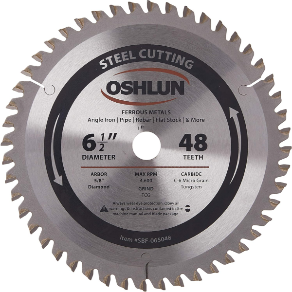 OSHLUN SBF-065048 6-1/2-INCH 48 TOOTH TCG SAW BLADE WITH 5/8-INCH ARBOR (DIAMOND KNOCKOUT)