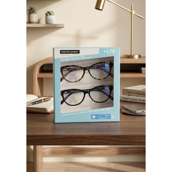 Foster Grant +1.75 Blue Light Reading Glasses